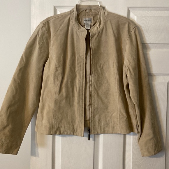 Chico's Jackets & Blazers - Chicos Leather Jacket excellent condition with front zipper tan color